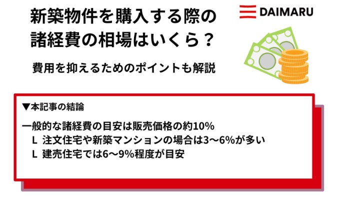 新築物件を購入する際にかかる諸経費の相場はいくら？抑えるためのポイントを紹介 アイチャッチ